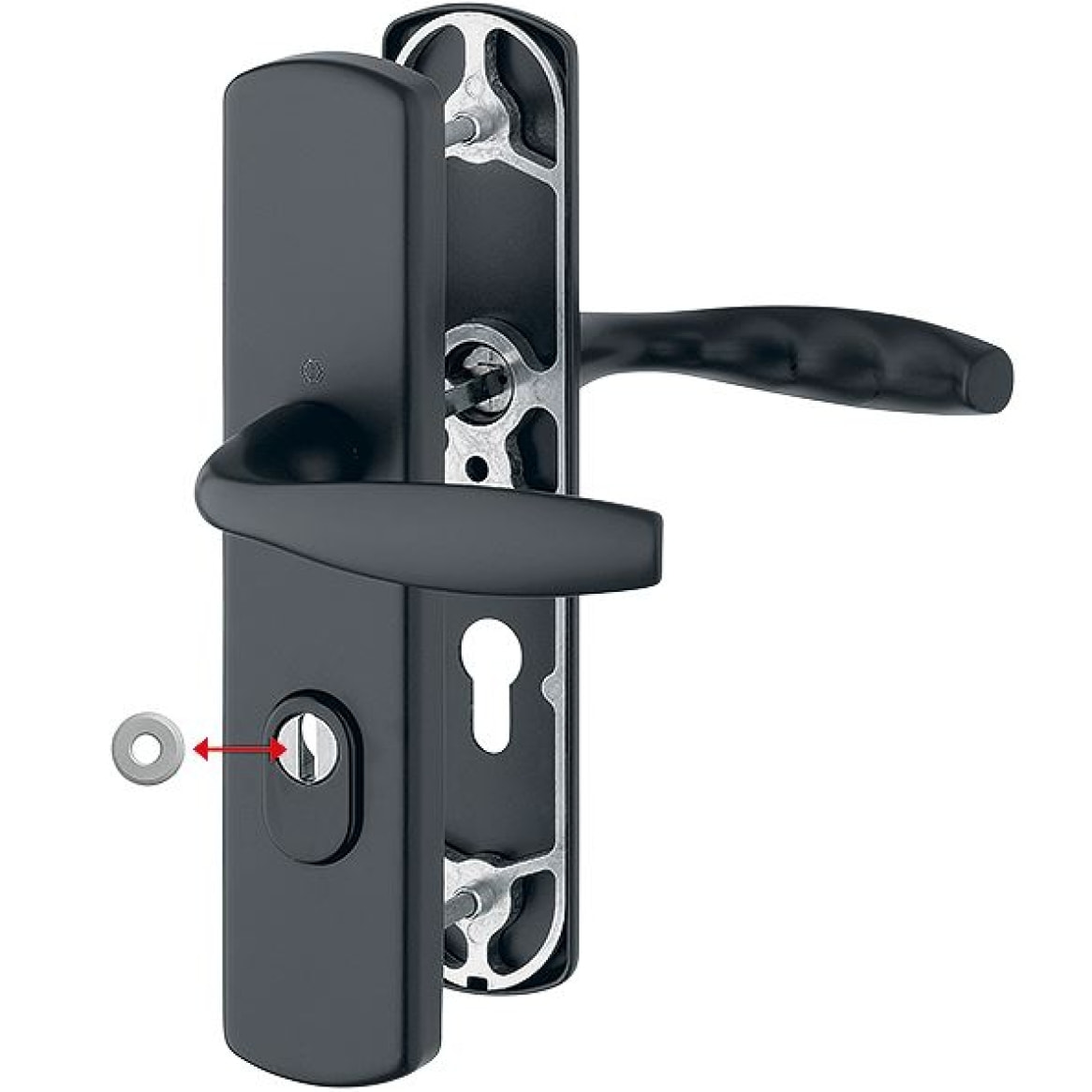 Ensemble de sécurité New York HOPPE 1810H/3452A-ZA/3450 Noir mat 37-52 mm - Clé i - 11810166