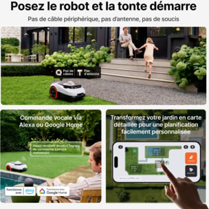 Robot tondeuse NAVIMOW i210 LiDAR - sans fil périphérique ni antenne, Pentes 45%, Cartographie auto, caméra, LiDAR, 1000m²