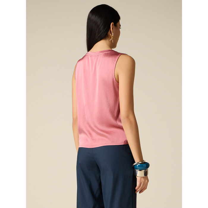 Oltre - Top de raso mezcla viscosa - Rosa