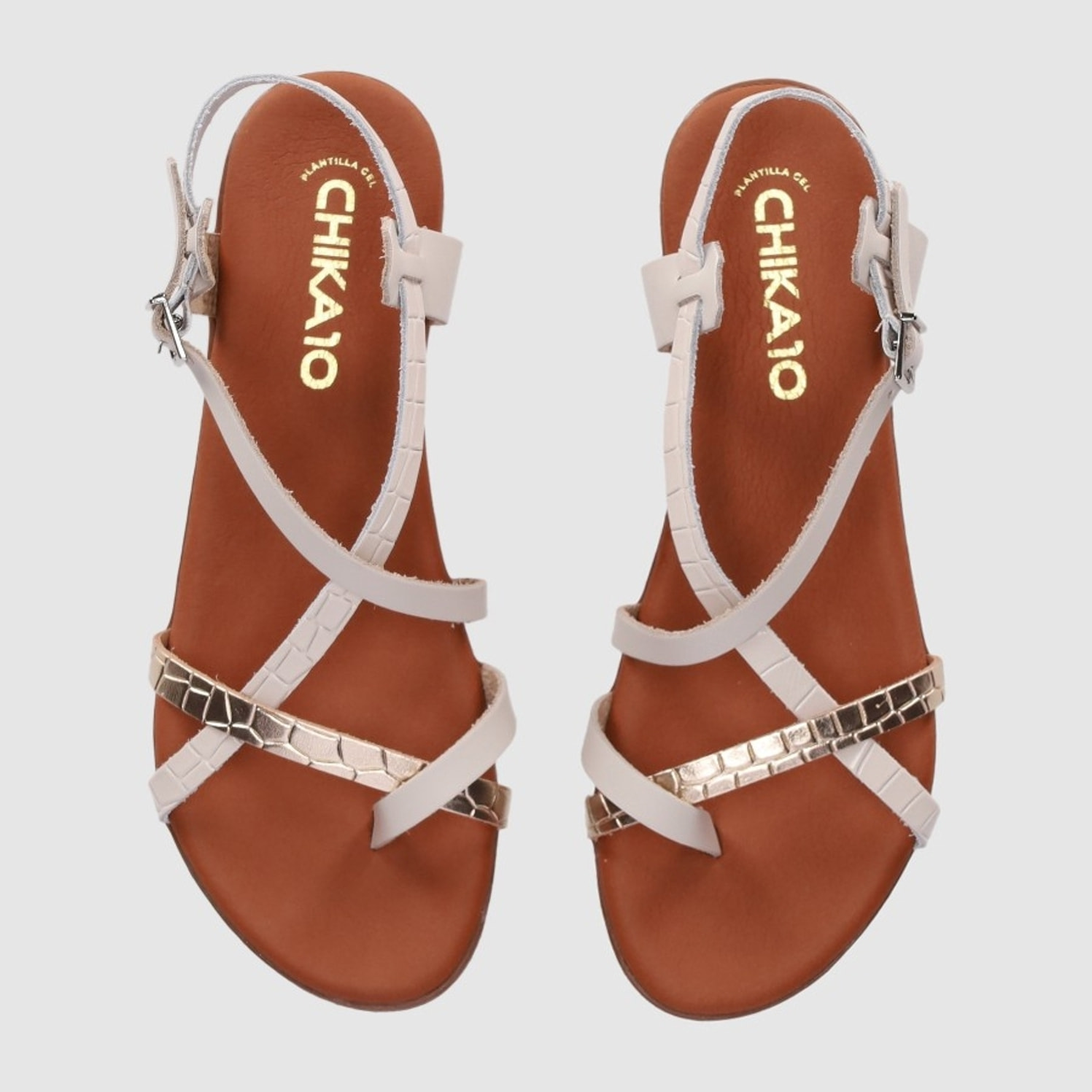 Sandalias de Piel - Hielo - Tacón: Bajo