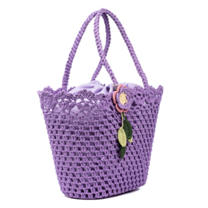 Zeccone borsa a tracolla donna. Realizzata in cotone, con frangia decorativa.