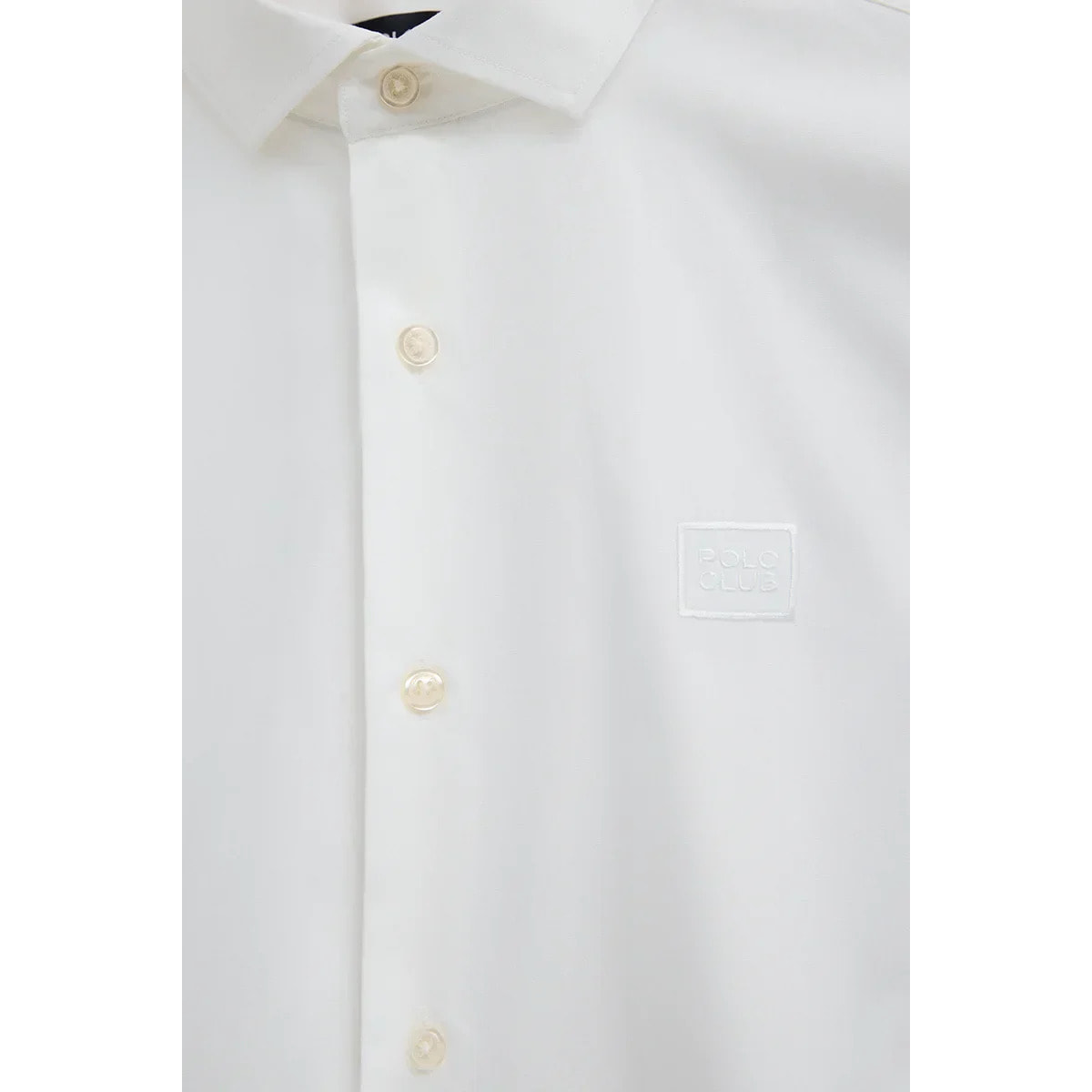 Camisa popelín blanca de corte regular con logo Polo Club