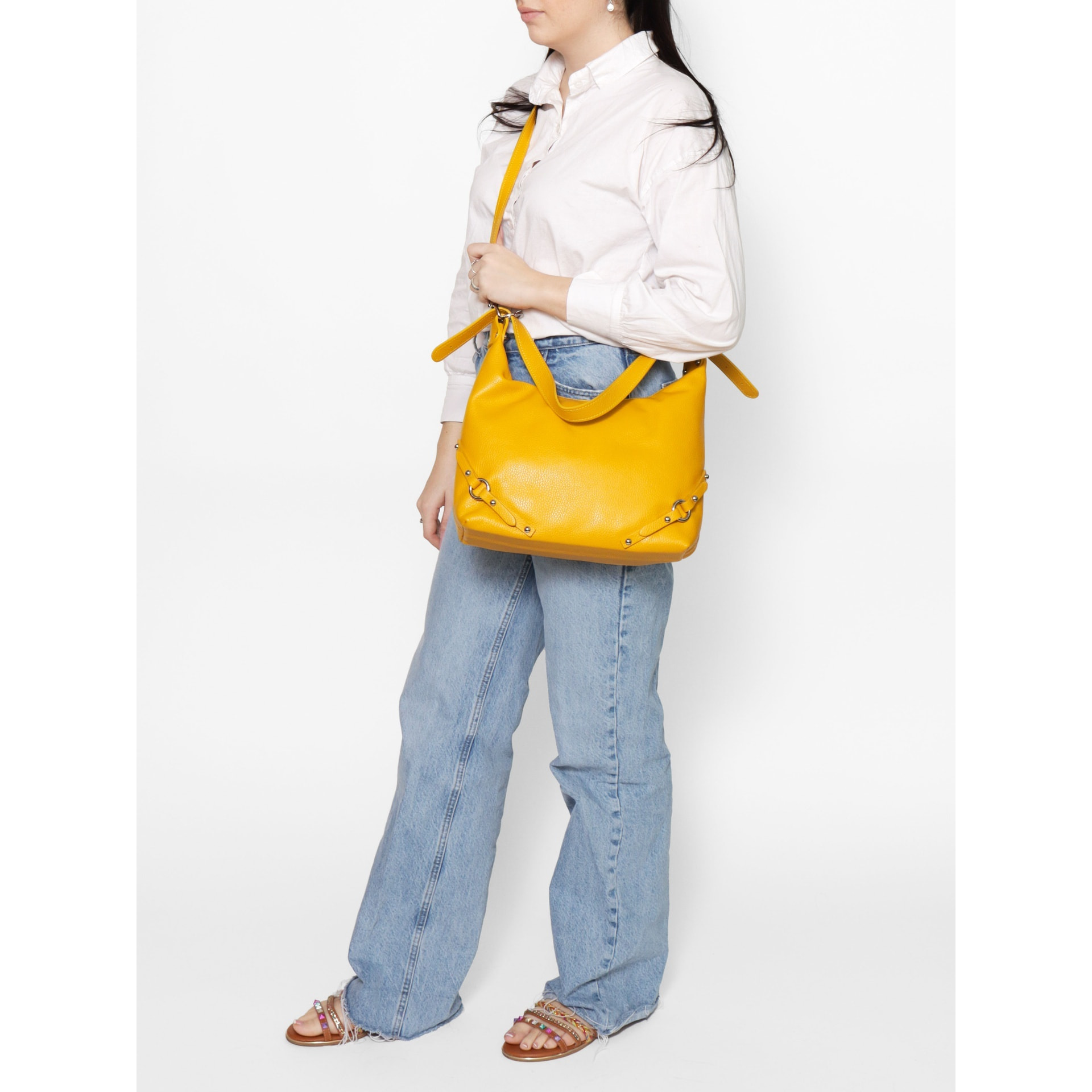 Borsa a spalla da donna - Modello Fiorenza Lux - Vera pelle - 30.0 x 30.0 x 9.0 cm
