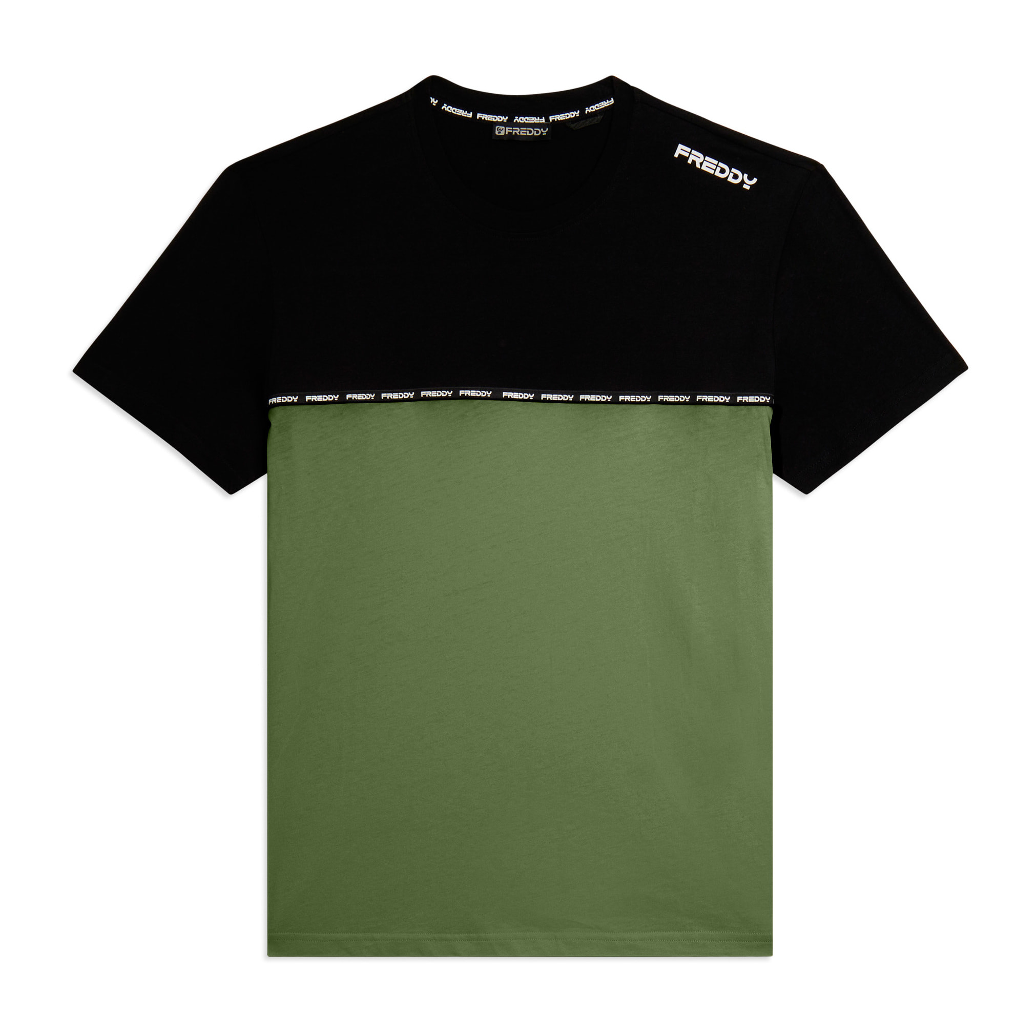 T-shirt colour block con inserto logato