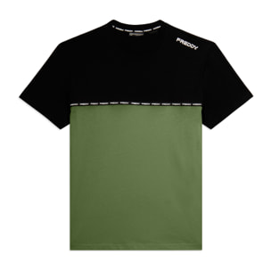 T-shirt colour block con inserto logato