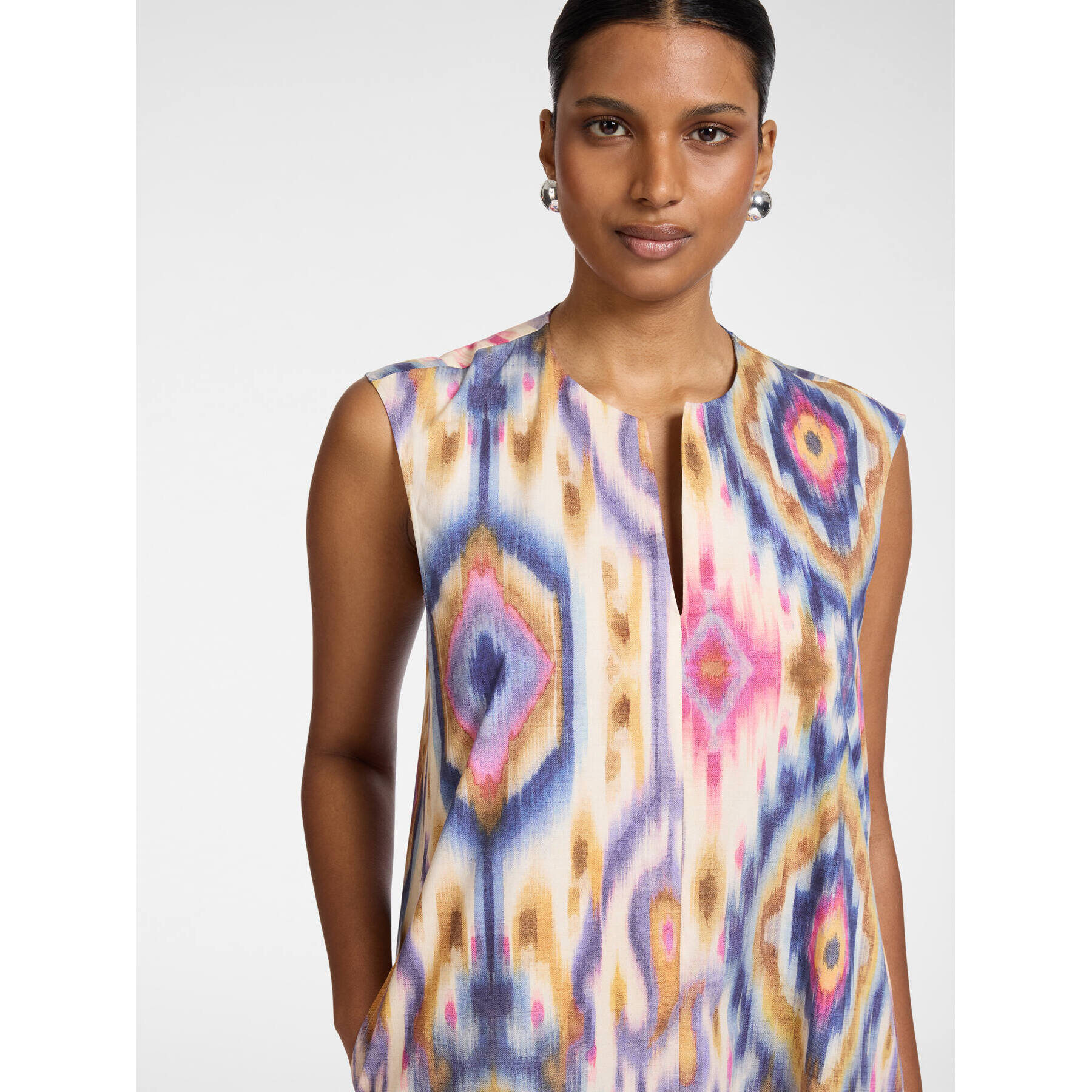 Elena Mirò - Vestido largo en popelín estampado - Violeta