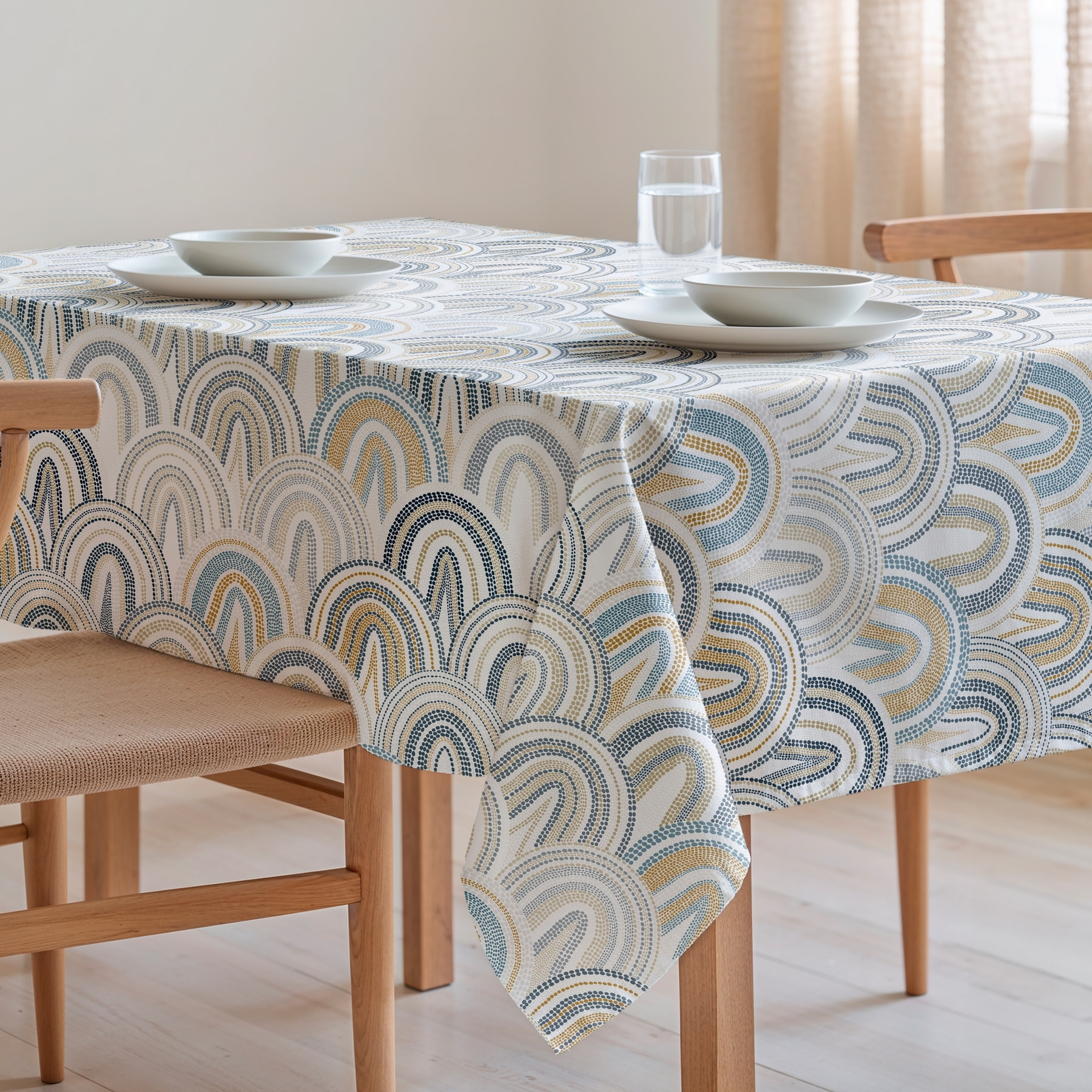 Mantel estampado antimanchas MARGOT AZUL