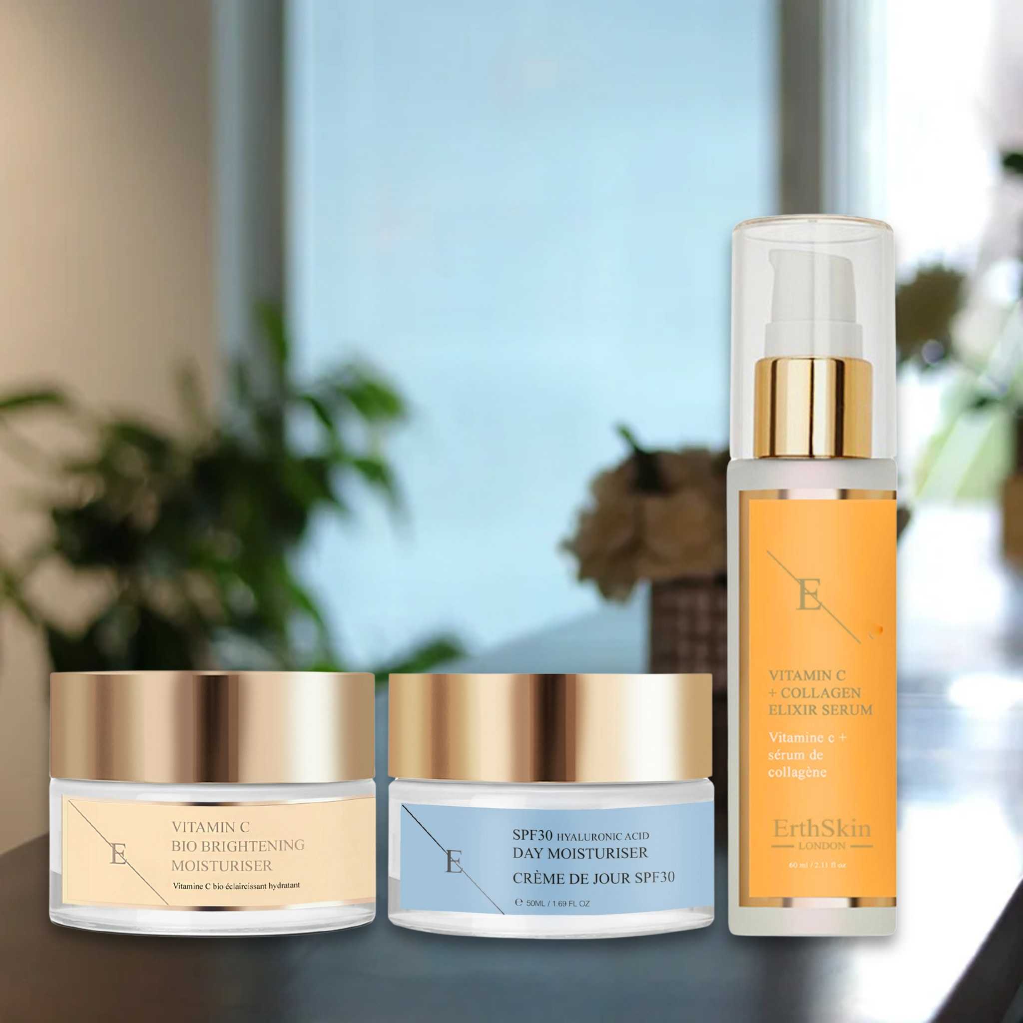 SERUM ELIXIR DE VITAMINA C + Hidratante Bio Iluminador con Vitamina C + Crema de Día SPF