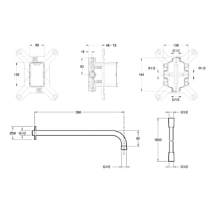 Colonne de douche encastrée thermostatique Modulo