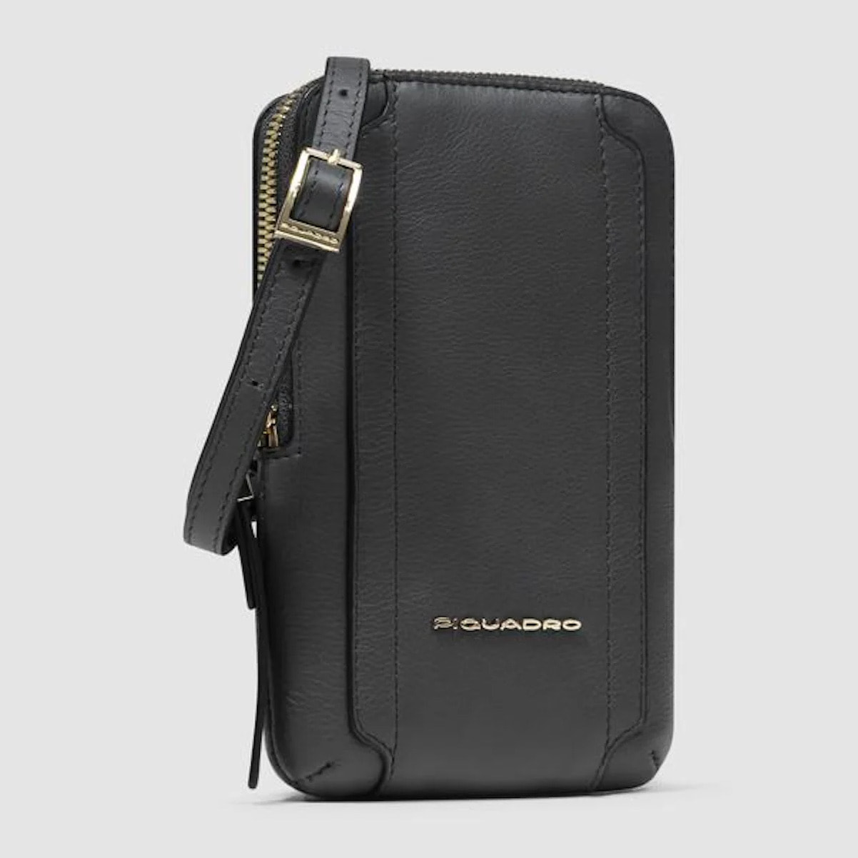 Piquadro Porta telefono da collo in pelle con porta carte di credito, schermato con protezione RFID