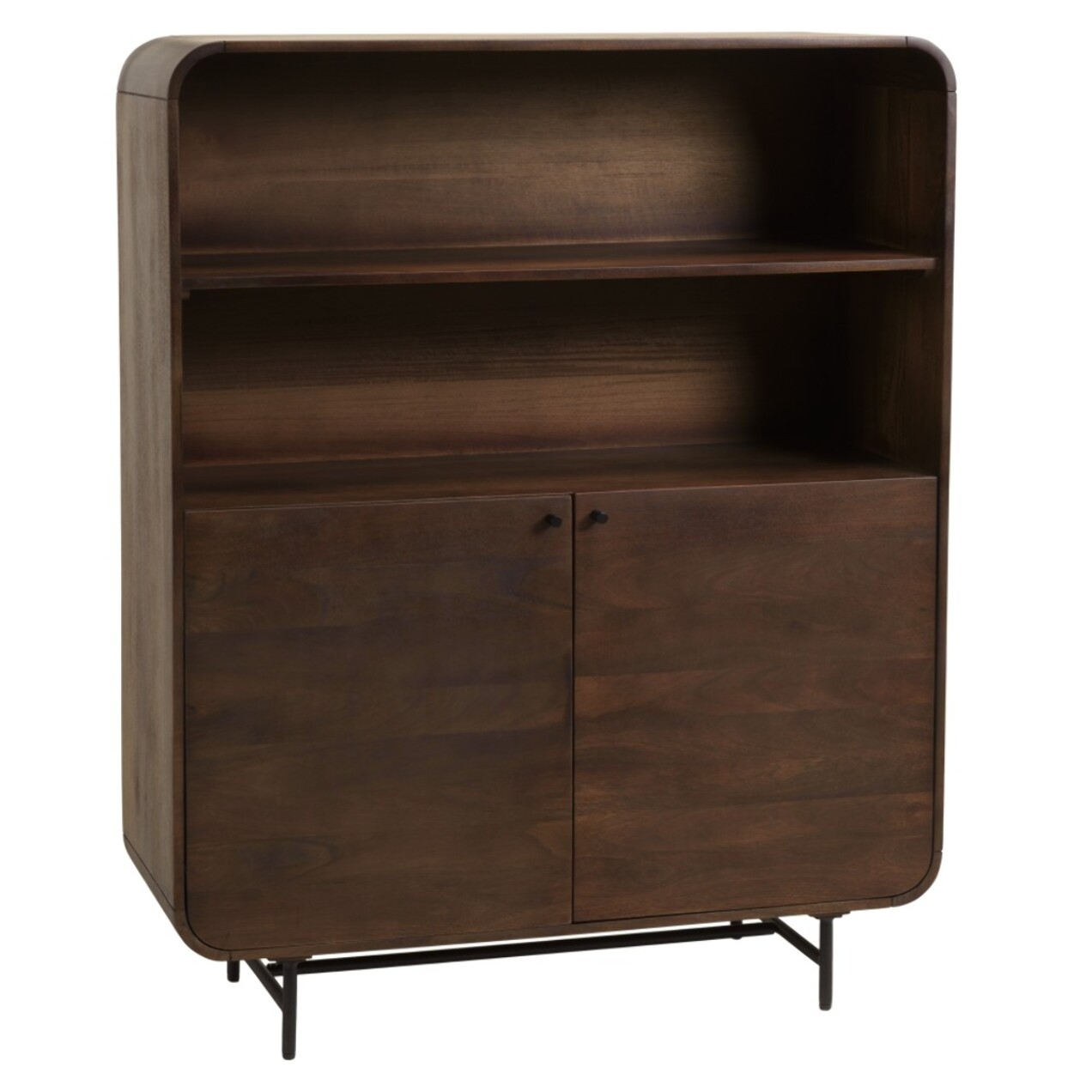 ALIX - Enfilade haute design bois foncé et métal noir 2 portes ALIX