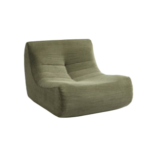Chauffeuse velours côtelé 1 place kaki L 91 x P 105 x H 72 cm - SOKOL