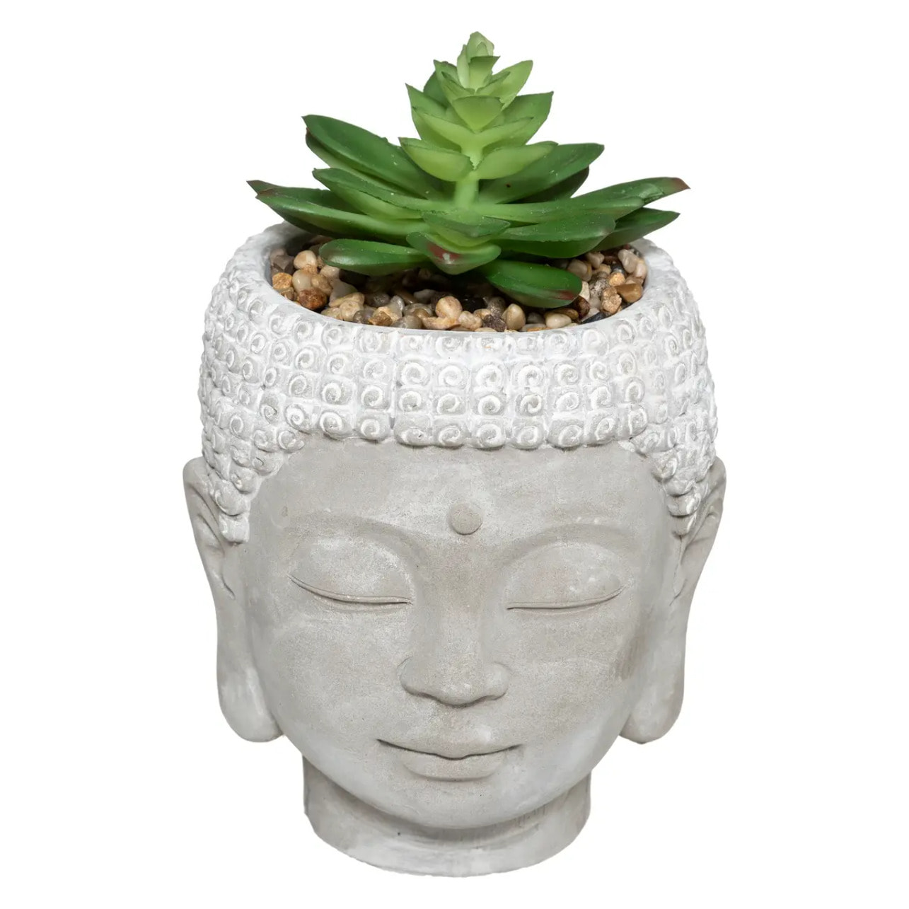 Plante artificielle Bouddha pot ciment H13,5cm