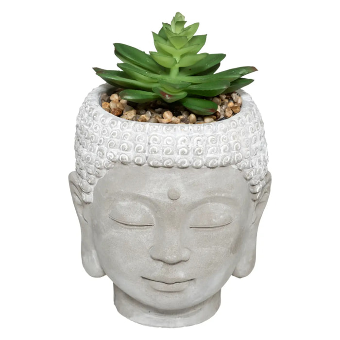 Plante artificielle Bouddha pot ciment H13,5cm