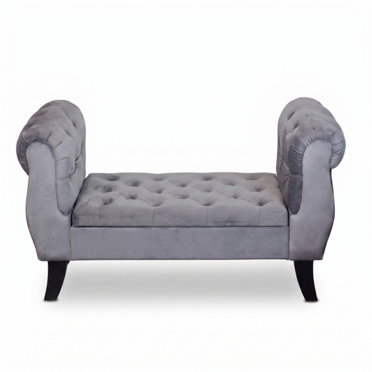 Divanetto Contenitore Imbottito in Effetto Velluto con Vano Contenitore Integrato, Seduta Elegante dallo Stile Classico per Camera da Letto, Ingresso e Soggiorno