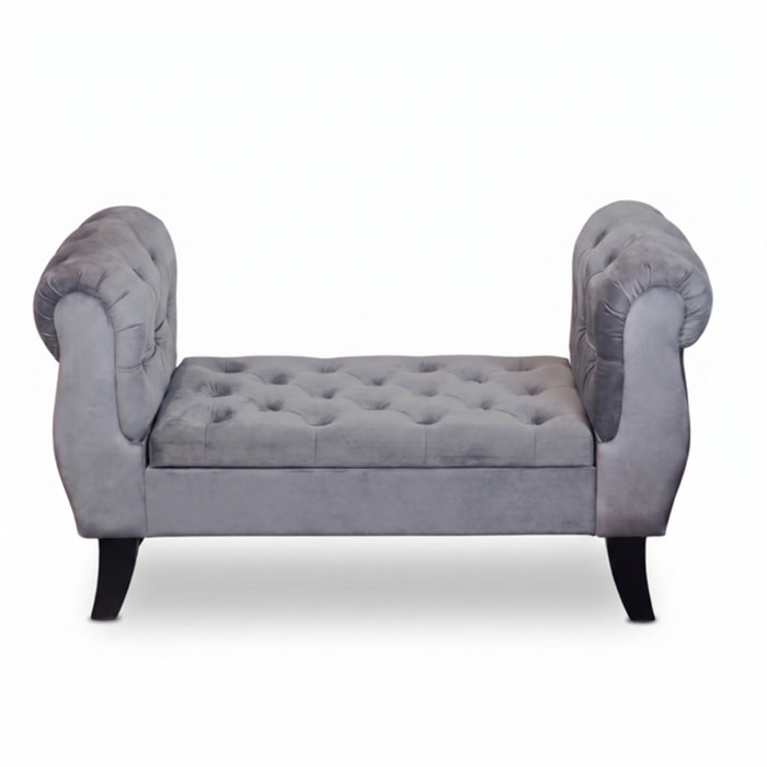 Divanetto Contenitore Imbottito in Effetto Velluto con Vano Contenitore Integrato, Seduta Elegante dallo Stile Classico per Camera da Letto, Ingresso e Soggiorno