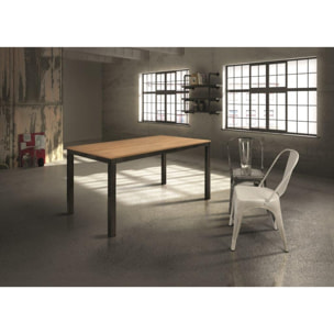 Tavolo PACHINO allungabile effetto rovere e metallo grigio 140x80 cm - 190x80 cm