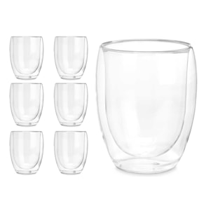 CONFEZIONE DA 6 BICCHIERI DA BEVANDA IN BOROSILICATO A DOPPIA PARETE 326 ML