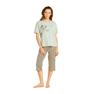 Pigiama donna top manica corta e pantalone pescatore cotone maculato Noidinotte