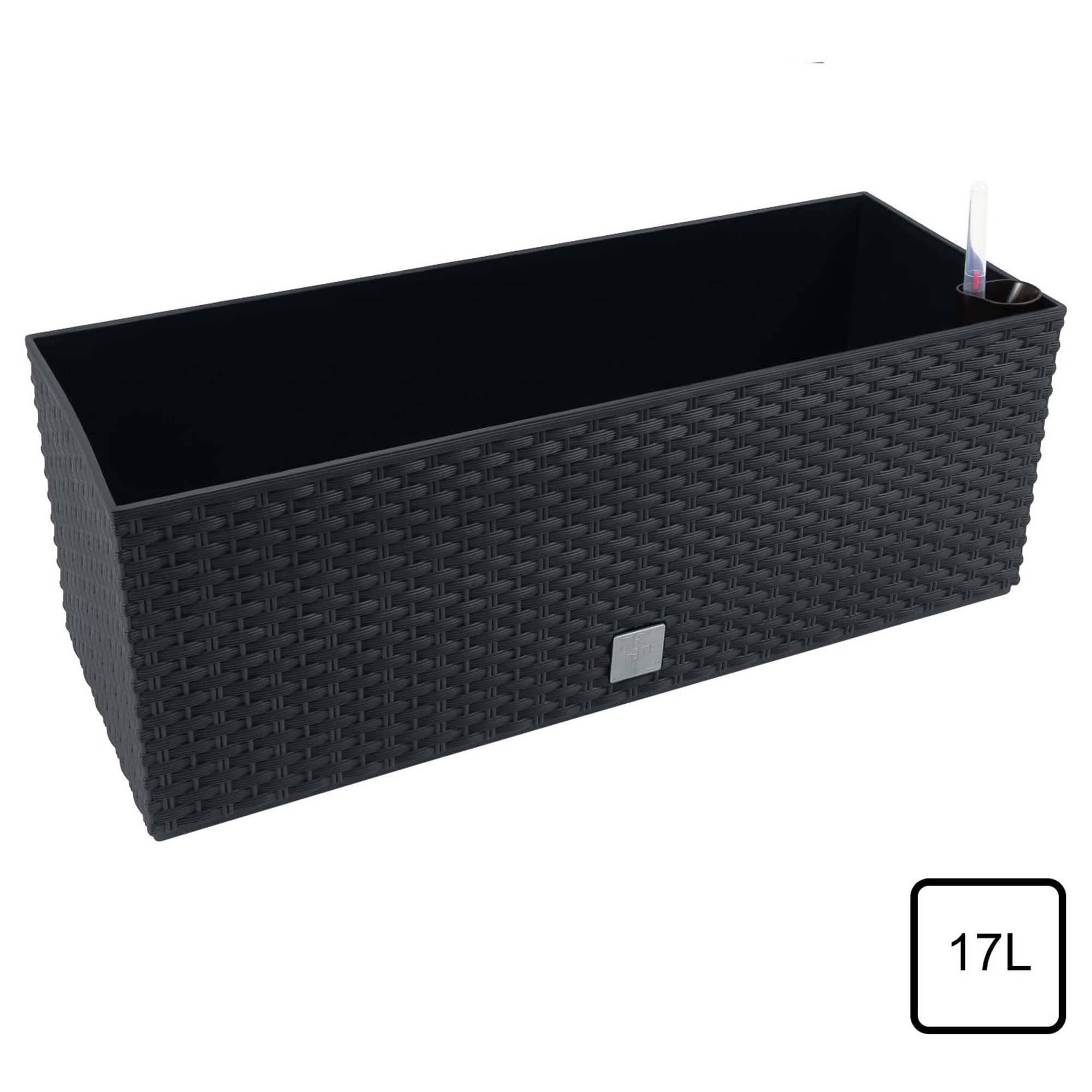 2 unidades de jardinera rectangular 17 litros con autorriego color antracita 52 x 20 x 19 cm