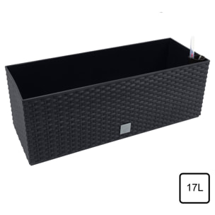 2 unidades de jardinera rectangular 17 litros con autorriego color antracita 52 x 20 x 19 cm