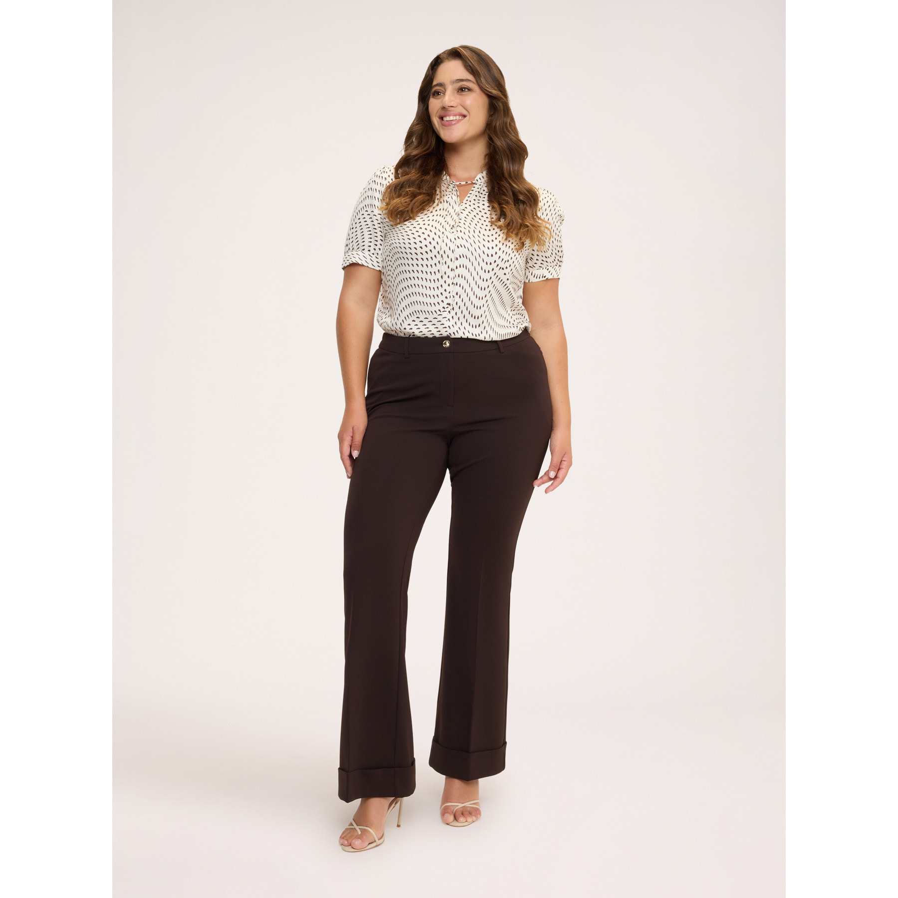 Fiorella Rubino - Blusa con stampa in viscosa - Marrone