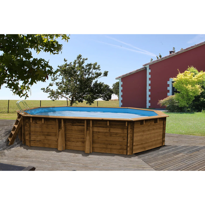 Piscine hors sol bois ovale 6,20 x 3,95 x 1,36 m SAFRAN