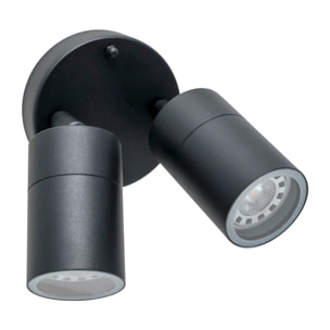 FORLIGHT Pixa - Aplique de Pared Exterior con 2 Focos Orientables GU10. Focos para Jardín y Terraza IP44. Color Negro