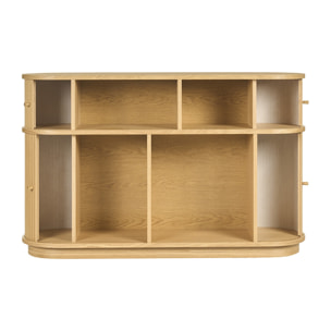 Console vintage en bois clair chêne avec portes coulissantes L120 cm EPIC