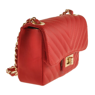 Borse Donna colore Rosso-in pelle Made in Italy 20X13X5cm