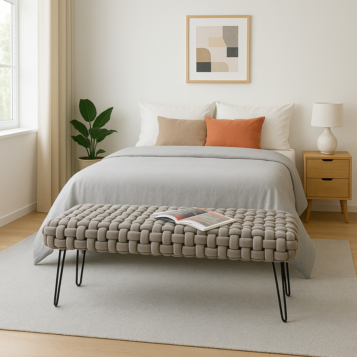Banc Weave velours gris Kare Design