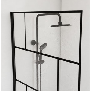 Pare baignoire rabattable 80x140 cm sérigraphie noir - Verre Anticalcaire - BLOCKS SCREEN