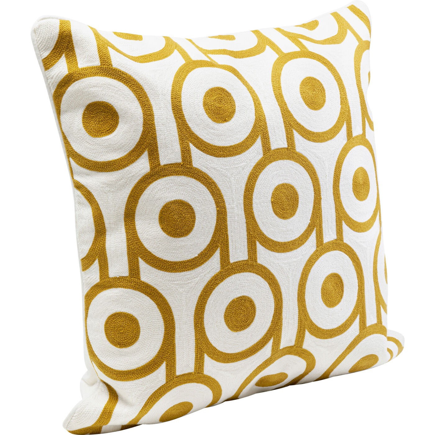 Coussin Catena Circle jaune et blanc Kare Design