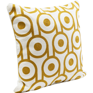 Coussin Catena Circle jaune et blanc Kare Design