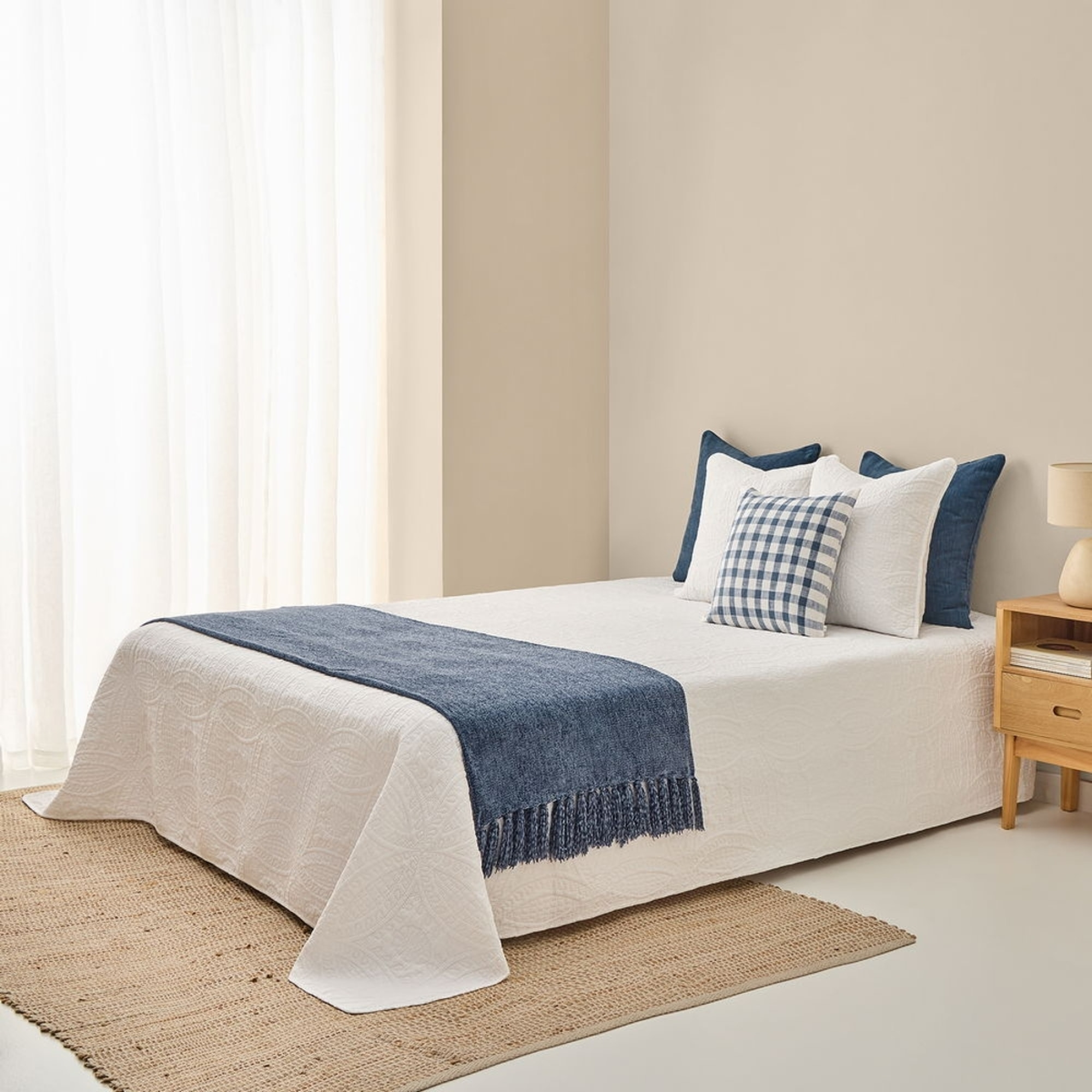 Colcha acolchada ultrasonido Fofalu color blanco 100% Algodón