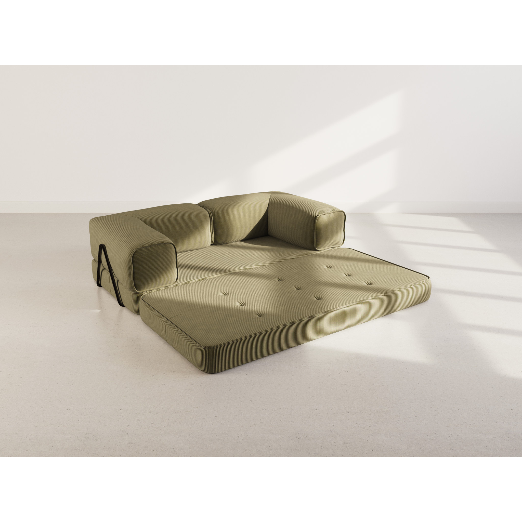 Poppy - canapé 3 places convertible en velours côtelé - Vert