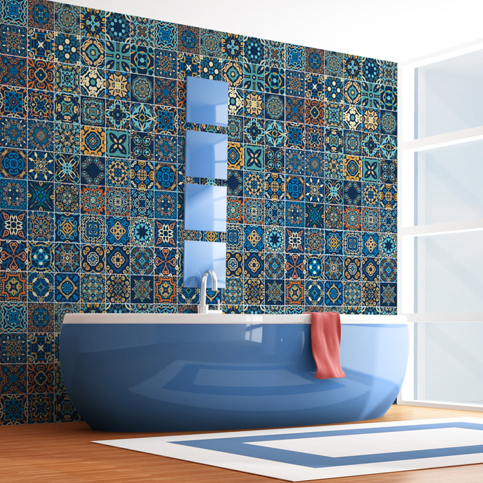Stickers muraux - Sticker Mural Carrelage adhésif Cuisine Salle de Bain - 60 STICKERS CARRELAGES AZULEJOS CECILIANO
