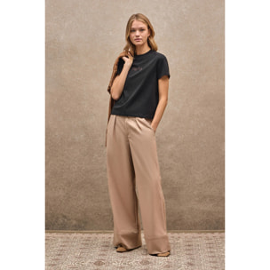 Camiseta negra de manga corta y corte boxy con logotipo brillantes Polo Club