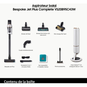 Aspirateur balai SAMSUNG Bespoke Jet Plus complete VS20B95C43W