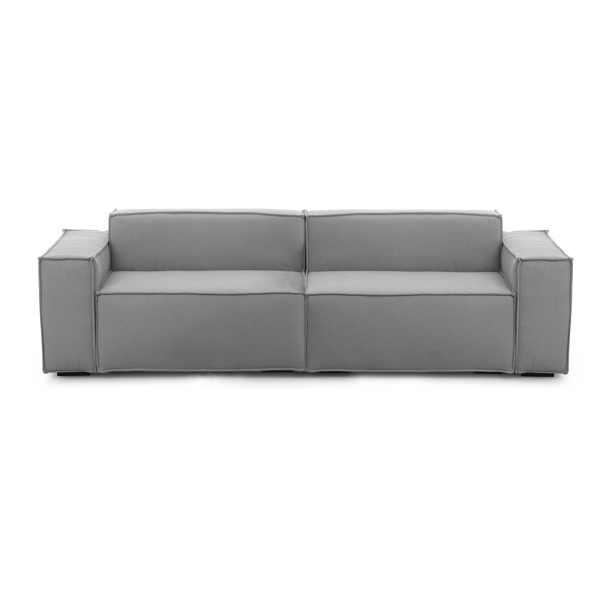 Divano fisso Simona, Divano componibile a 3 posti lineare, 100% Made in Italy, Sofà moderno da soggiorno in tessuto, Cm 260x95h70, Grigio