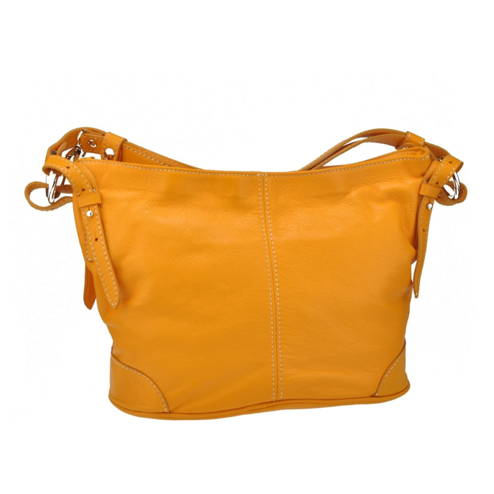 Borse Donna colore Giallo-in pelle Made in Italy 34x24x12cm