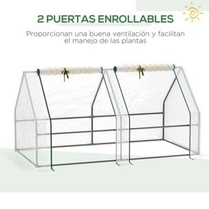 Mini Invernadero de Jardín Terraza 180x90x90 cm Tipo Caseta Tubo de Acero con 2 Ventanas Enrollables Vivero Casero para Cultivo Plantas Verduras Blanco