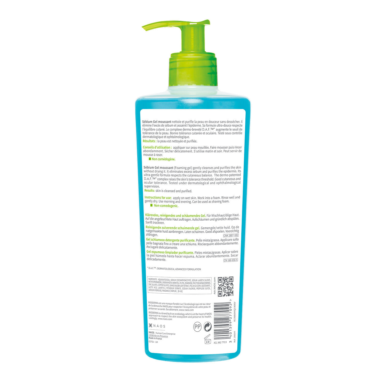 Sébium Gel Moussant - Nettoyant Purifiant Doux Peaux Mixtes à Grasses