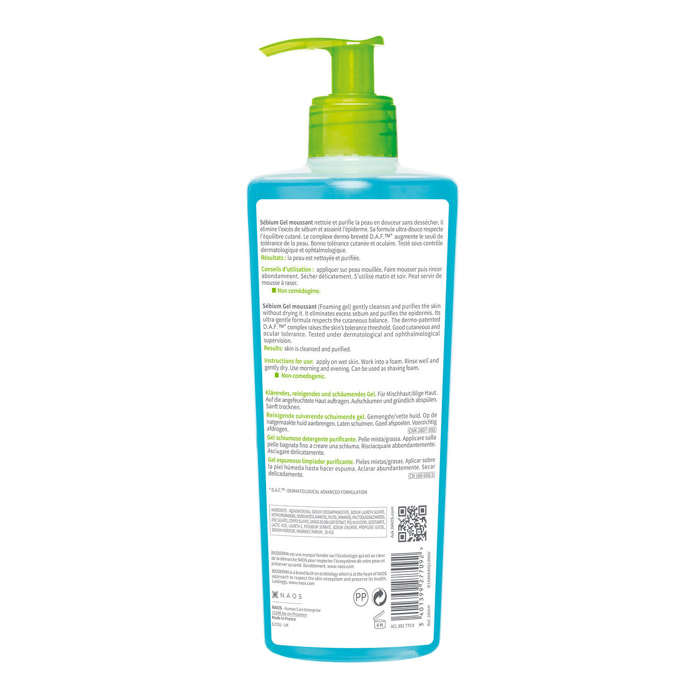 Sébium Gel Moussant - Nettoyant Purifiant Doux Peaux Mixtes à Grasses