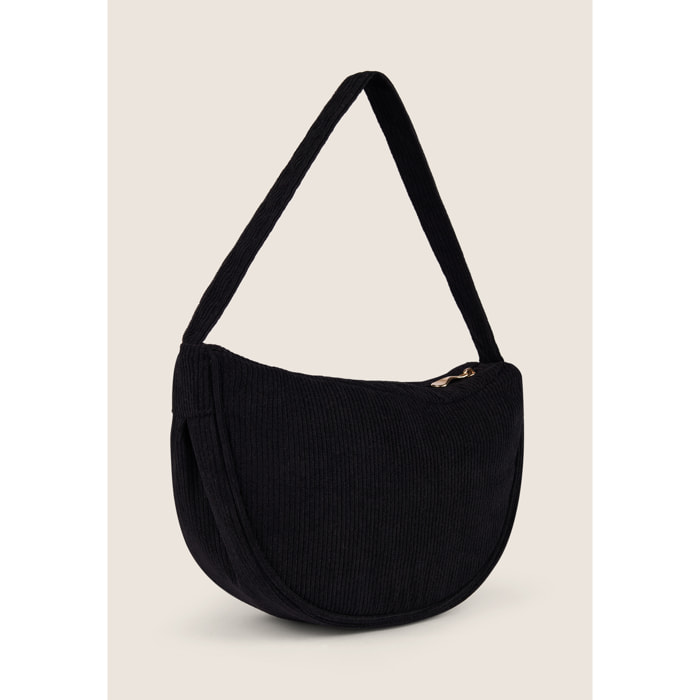 Borsa a spalla in velluto a coste con logo FY dorato