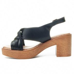 Sandalias de Tacón - Negro - Altura: 8 Cm