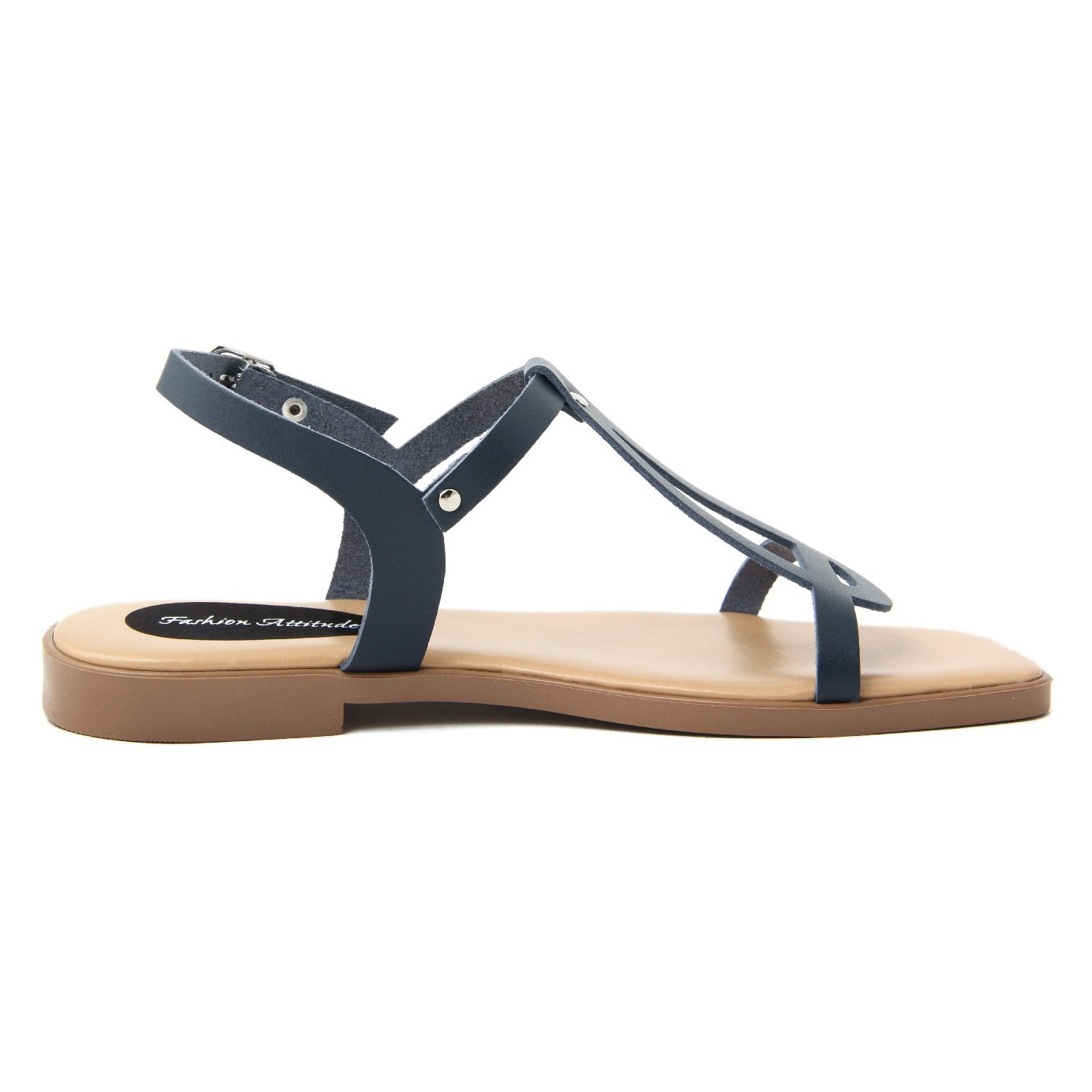 Sandalino Donna in vera pelle Made in Italy colore Blu,Altezza tacco 1,6 cm