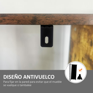 HOMCOM Estantería Librería de 4 Niveles con 8 Compartimentos de Almacenamiento Estilo Industrial para Sala de Estar Oficina Dormitorio 74x30x157,5 cm Marrón Rústico