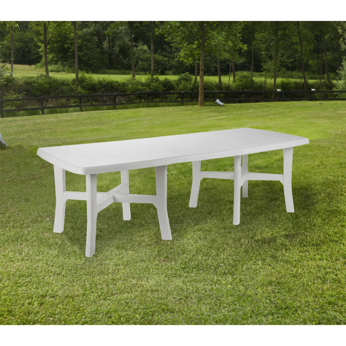 Tavolo da esterno Messina, Tavolo allungabile da pranzo, Tavolo rettangolare da giardino multiuso, 100% Made in Italy, Cm 160x90h72, Bianco