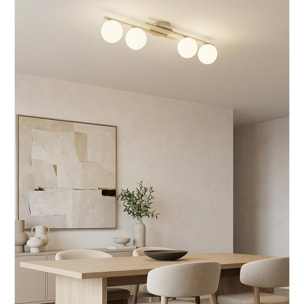 Lampada a sospensione KAIRO in acciaio beige e vetro opalino